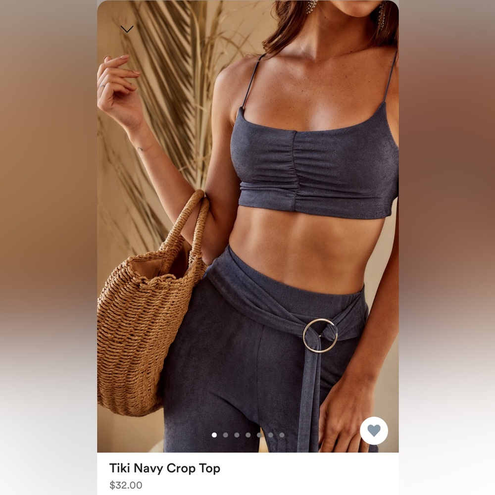 12th Tribe Tiki Navy Crop Top and Tiki Navy Belted Trousers Set